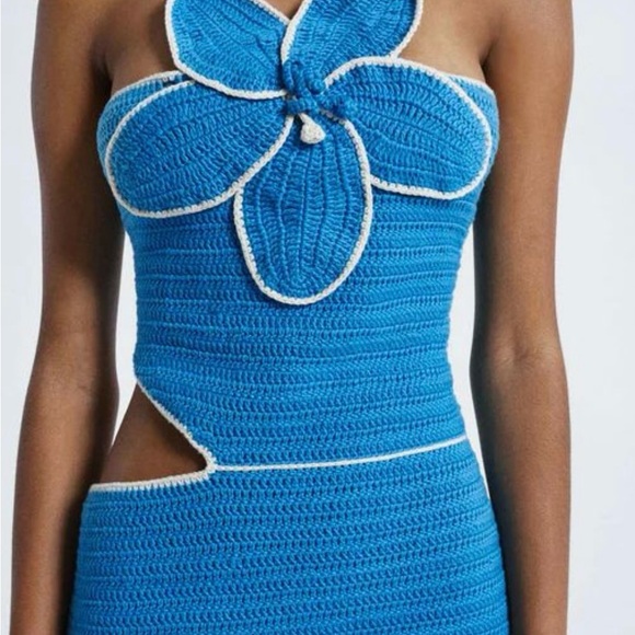 Jaded London Blue Crochet Dress - Picture 1 of 6
